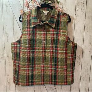 CJ Banks plaid quilted vest Plus 1X